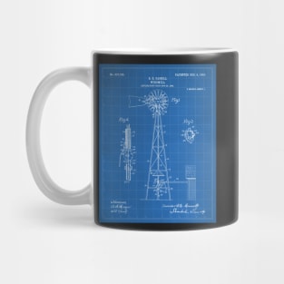 Windmill Patent - Farmer Rancher Country Farmhouse Art - Blueprint Mug